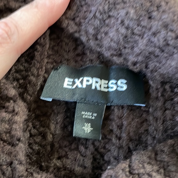 Express Cropped Brown Sweater with Fringe on Sleeves - XS - Picture 5 of 5